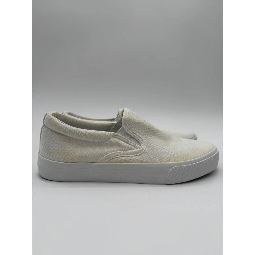 White Canvas Slip On Sneakers Women'sSize 7.5 Casual Shoes‎
